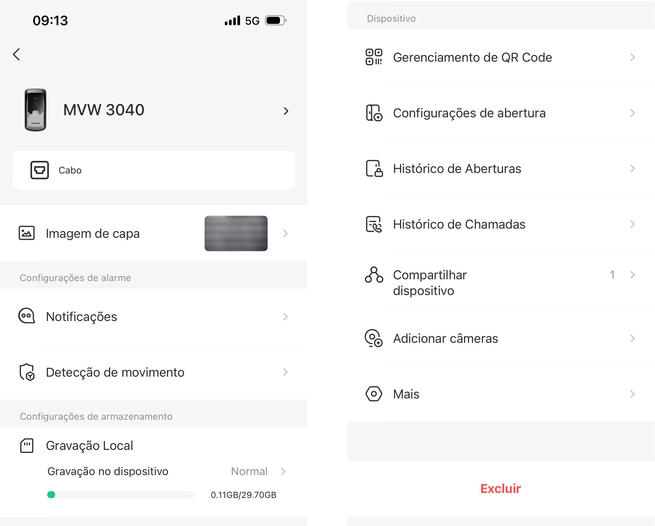 Tela de Configurações